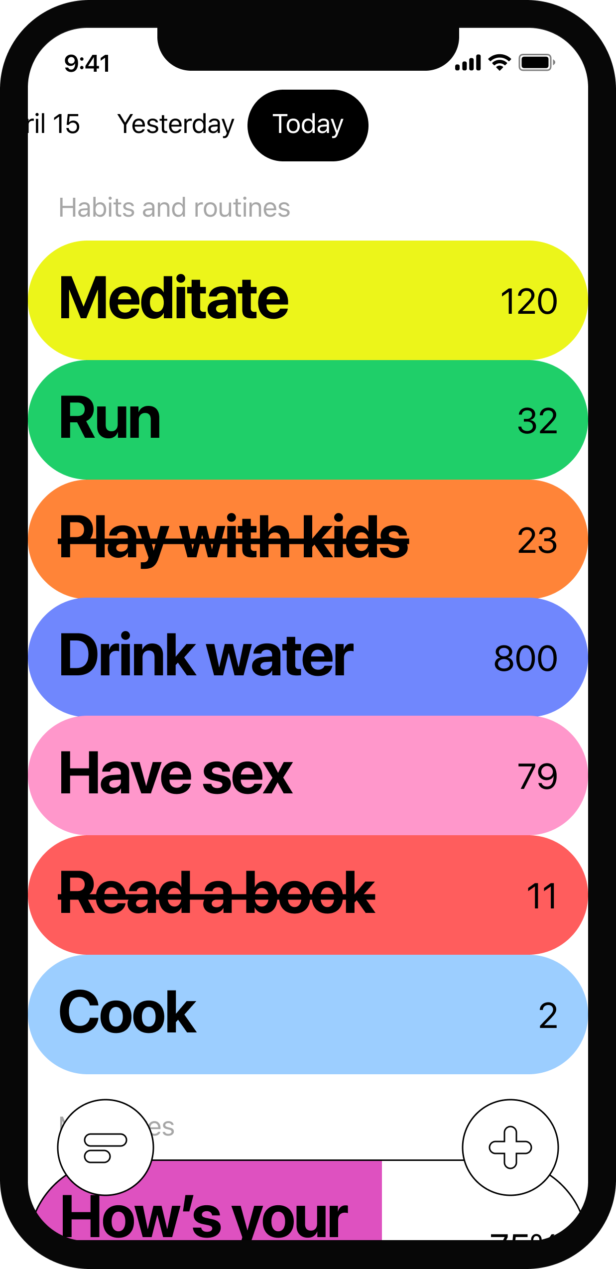 Make a list in the application